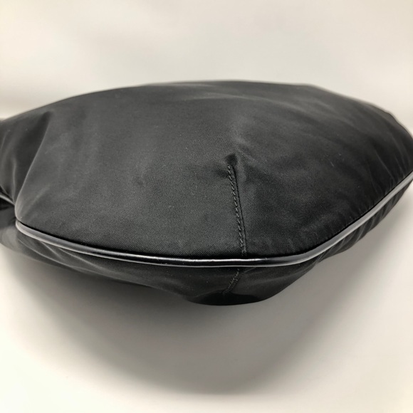Prada "Nero" Black Nylon Patent Leather Hobo Bag - Picture 4 of 13